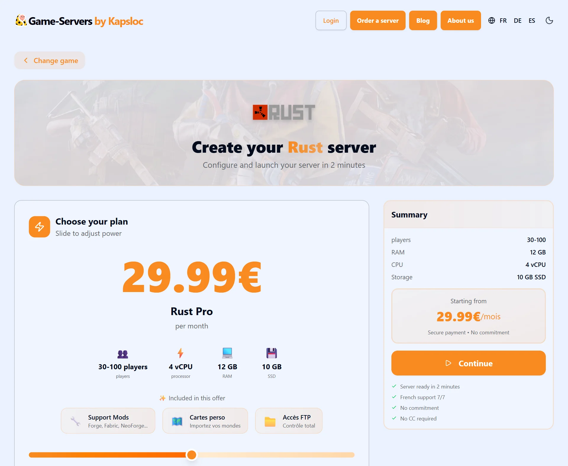 The Rust server configurator: plan, map, players — ready in 2 minutes