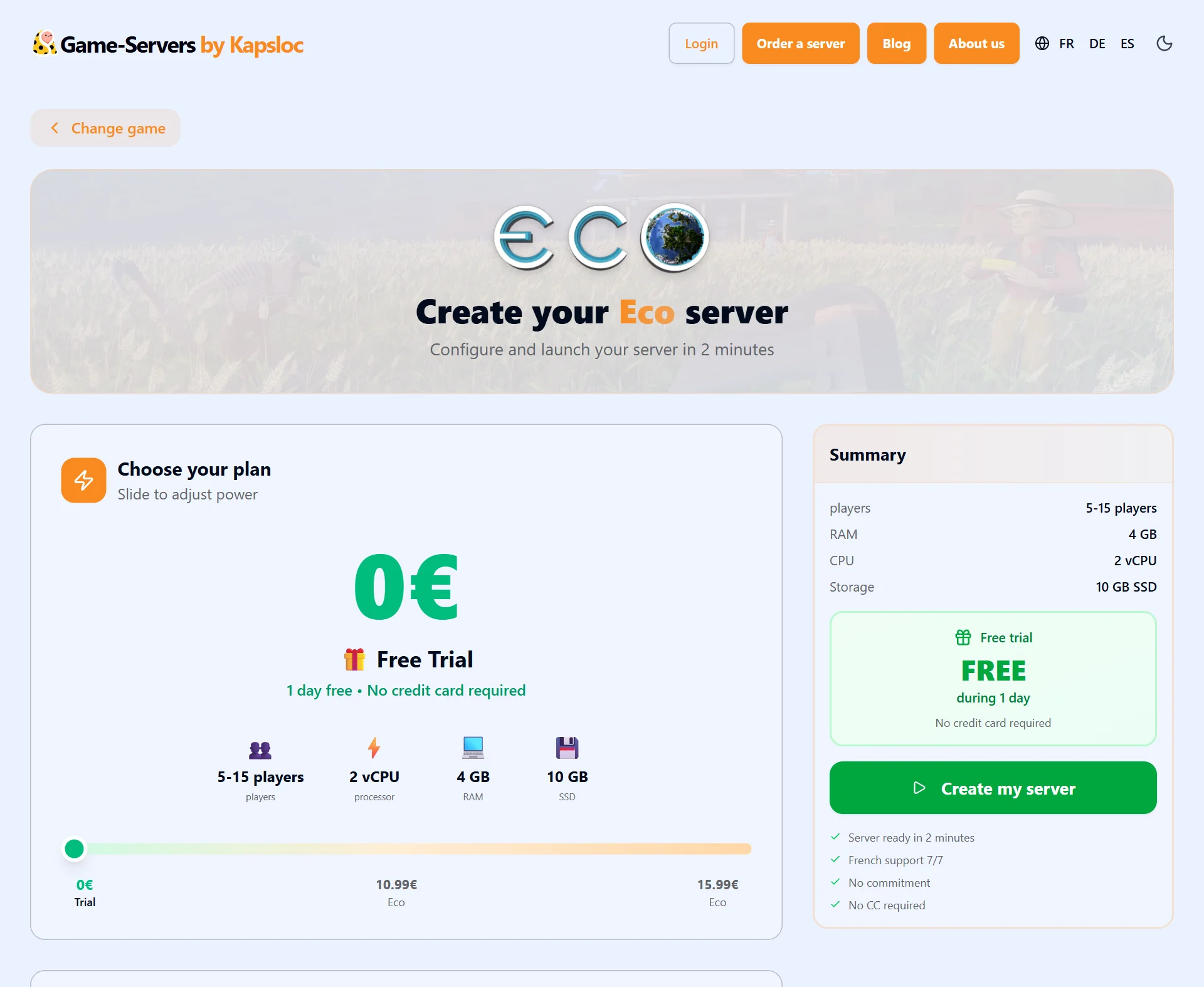 Configurator: create an Eco server in a few clicks