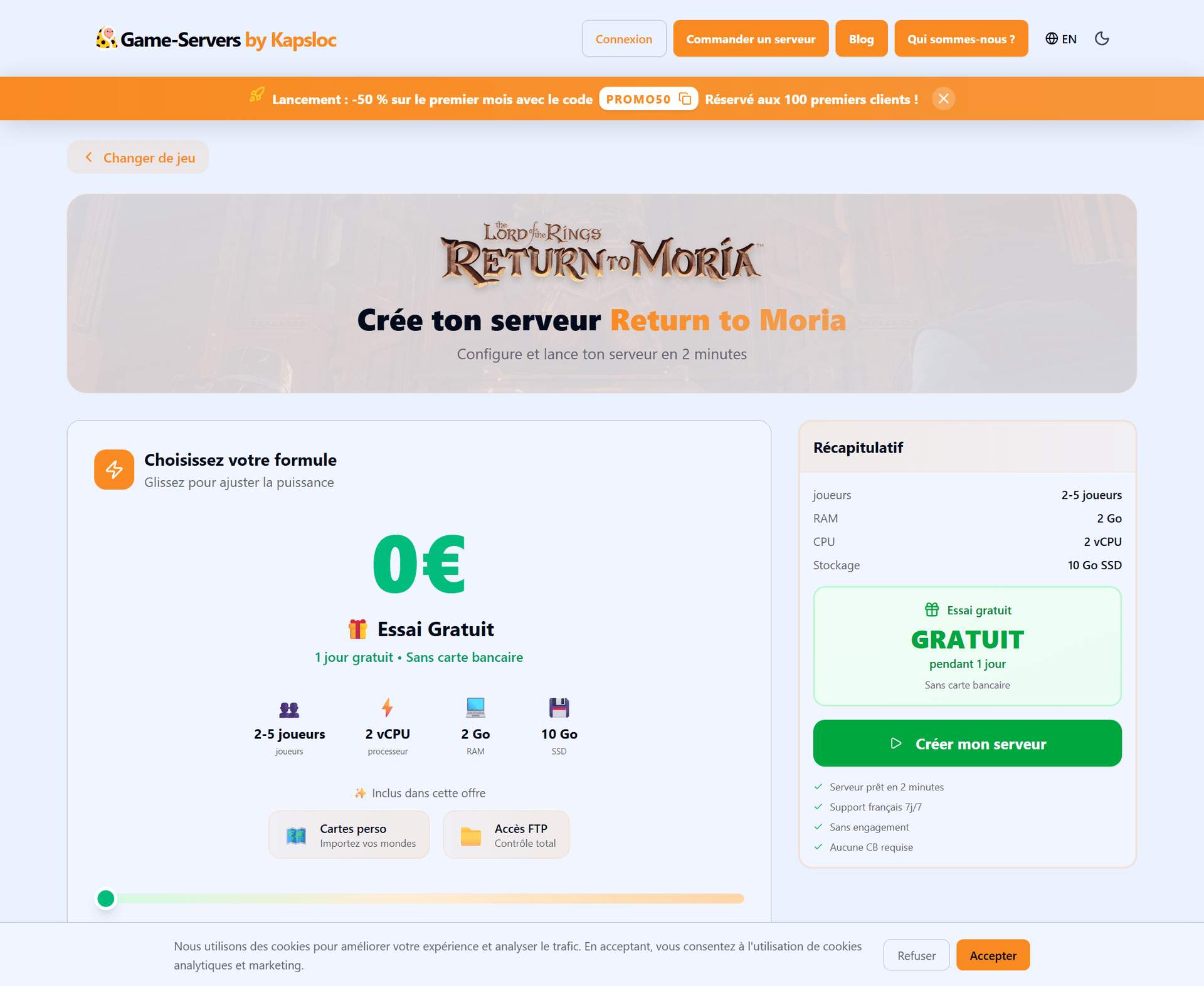 Configurator: create a returntomoria server in a few clicks