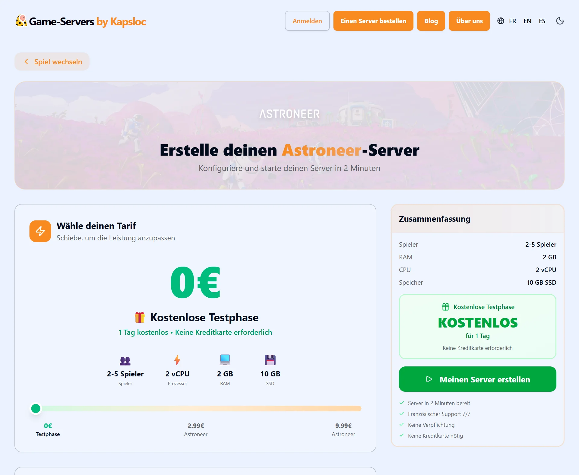 Konfigurator: einen astroneer-Server mit wenigen Klicks erstellen