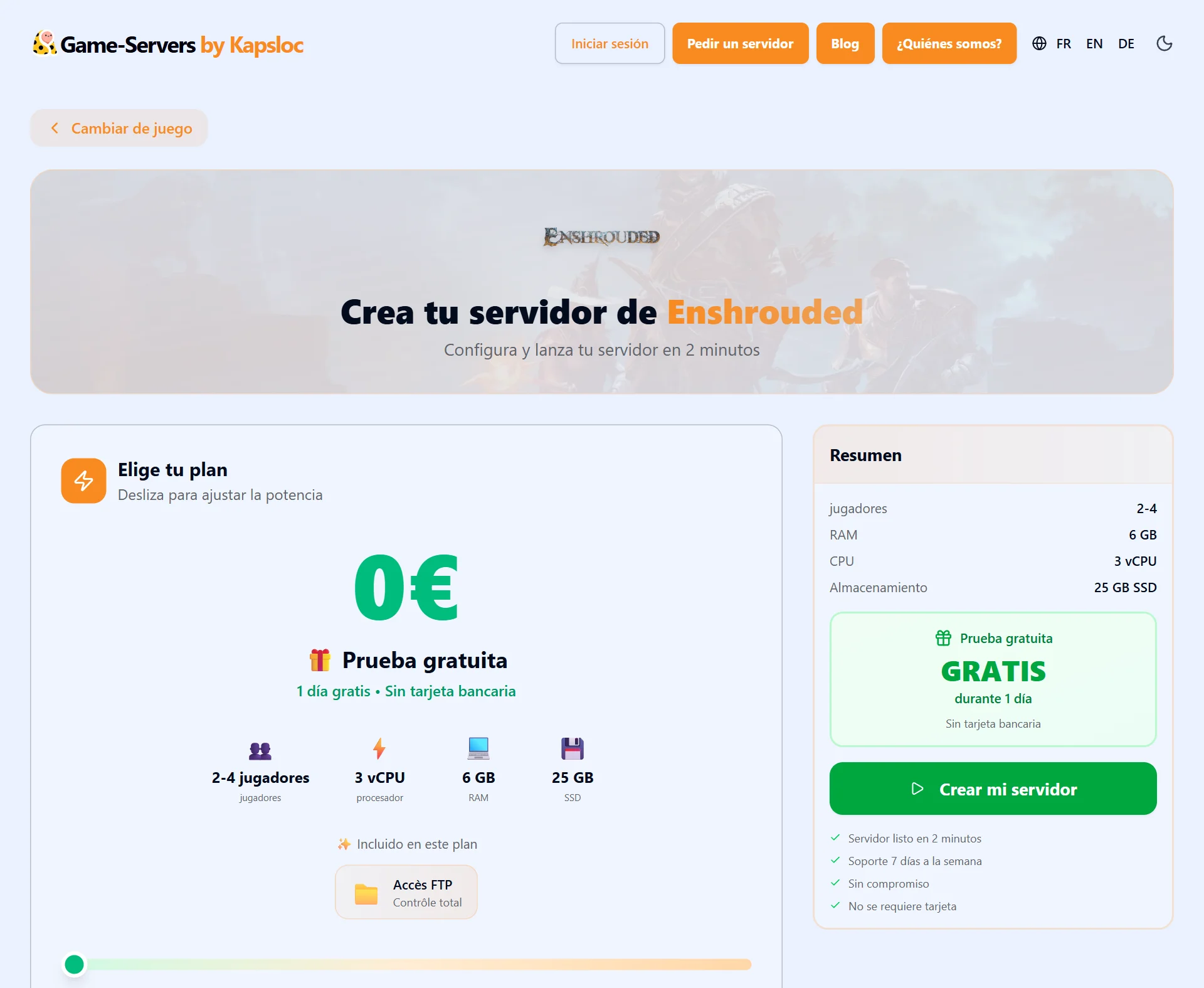 Configurador: crear un servidor de Enshrouded en unos clics