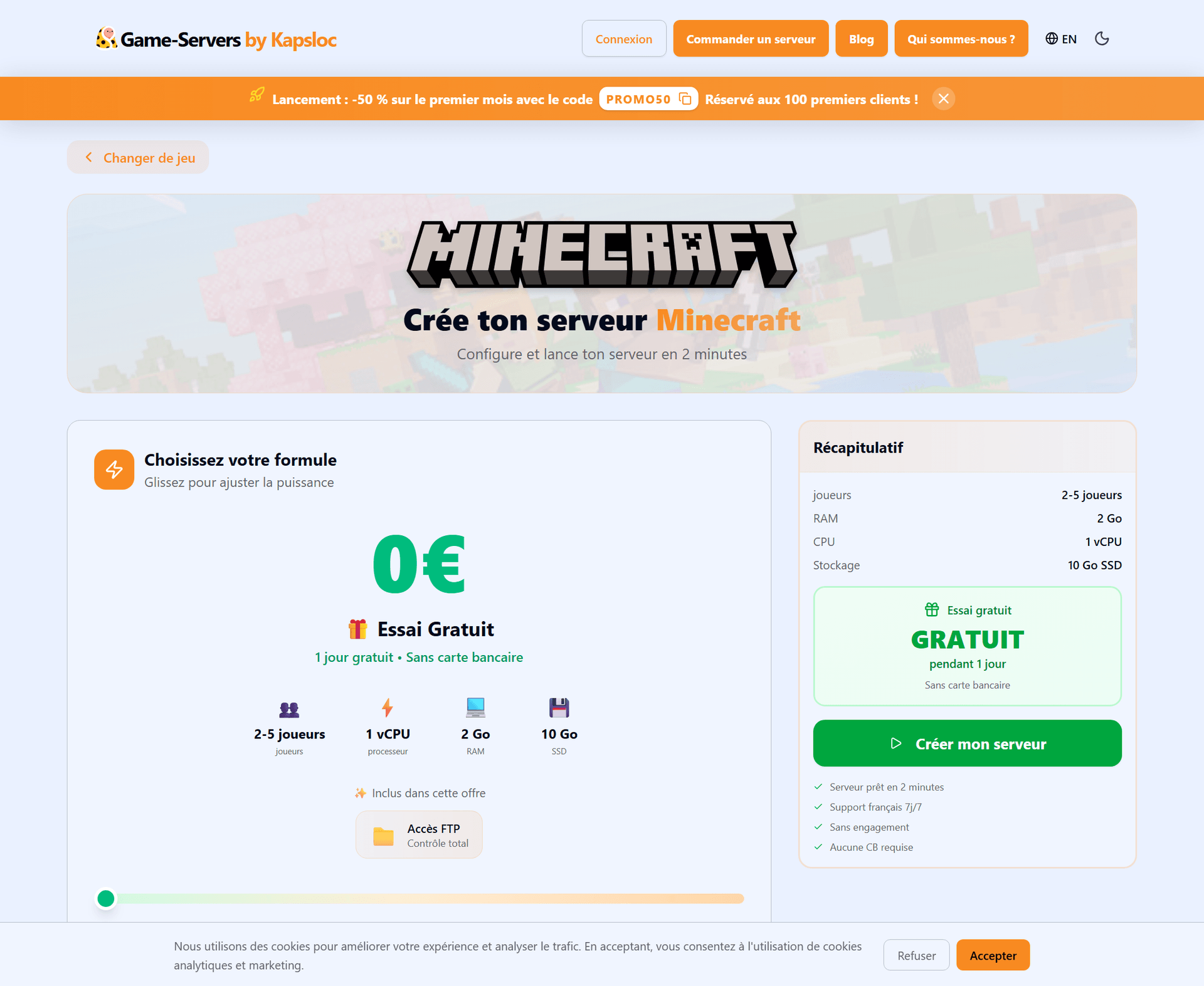 Configurador: elegir el loader y la versión de Minecraft (Forge, Fabric, NeoForge)