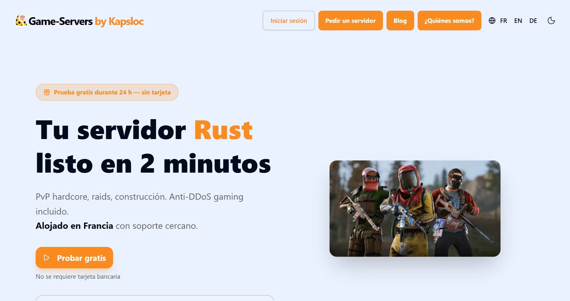 Crear un servidor Rust online, listo en 2 minutos — Game-Servers by Kapsloc