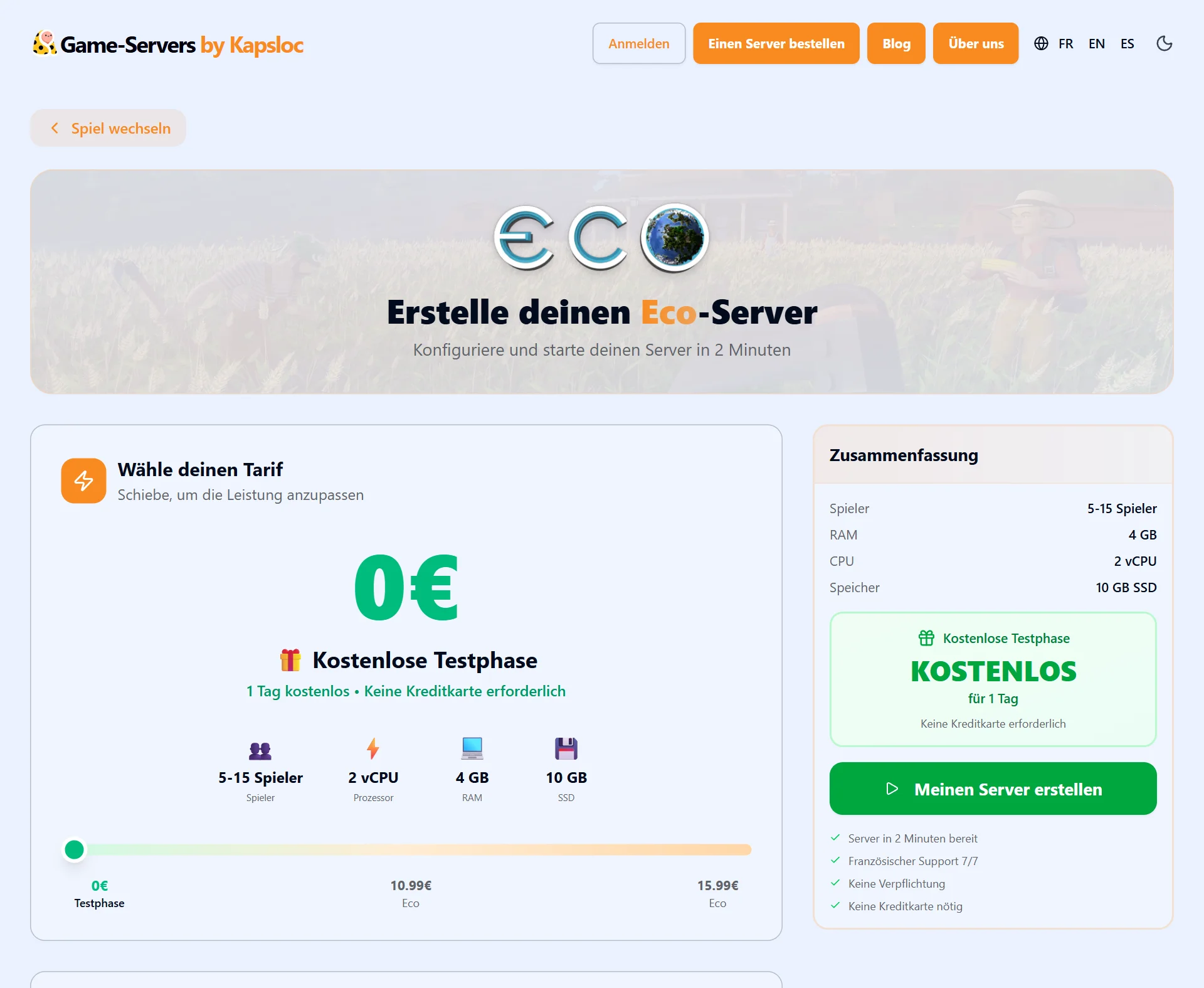 Konfigurator: Eco Server mit wenigen Klicks erstellen