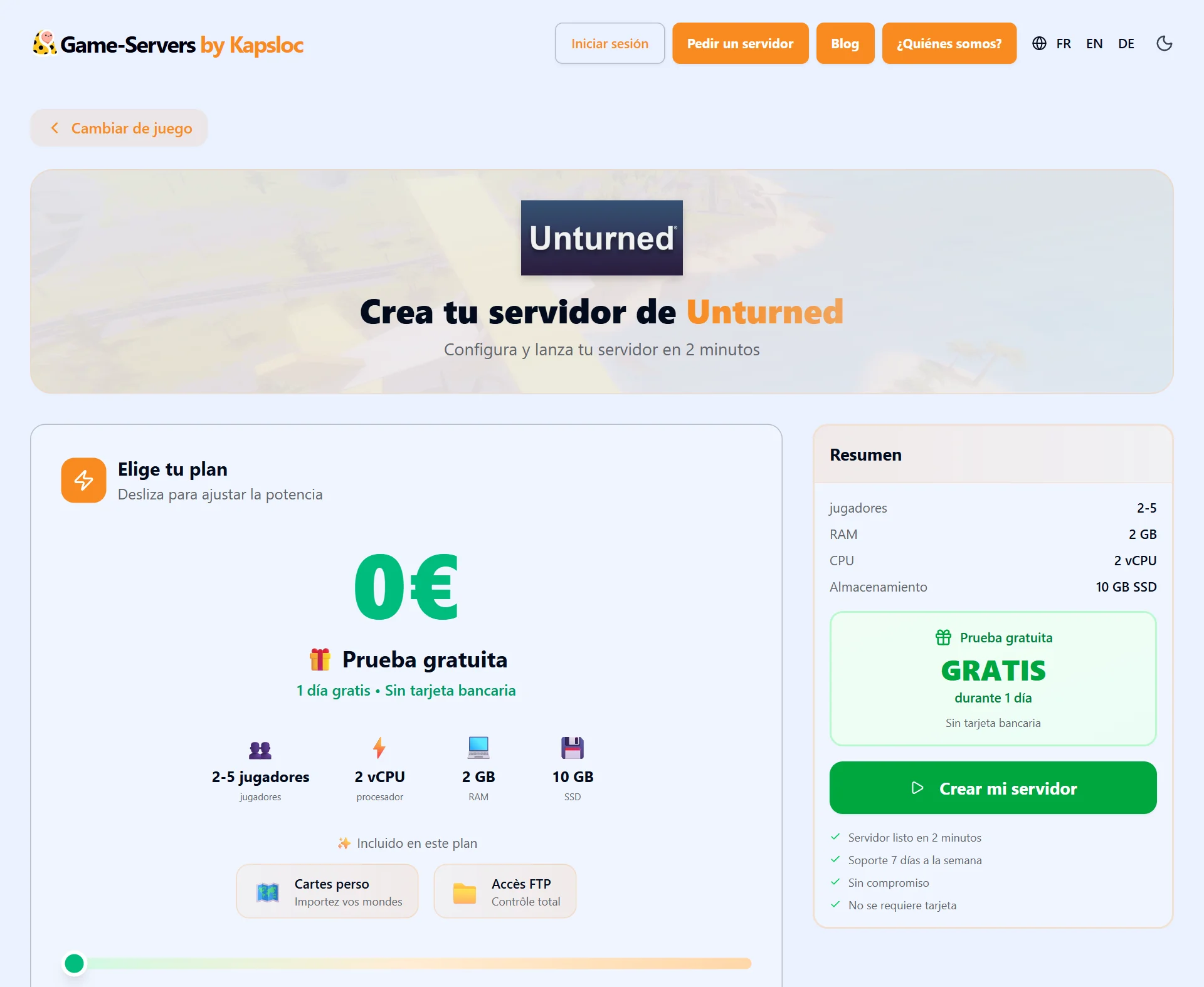 Configurador: crear un servidor de Unturned en unos clics