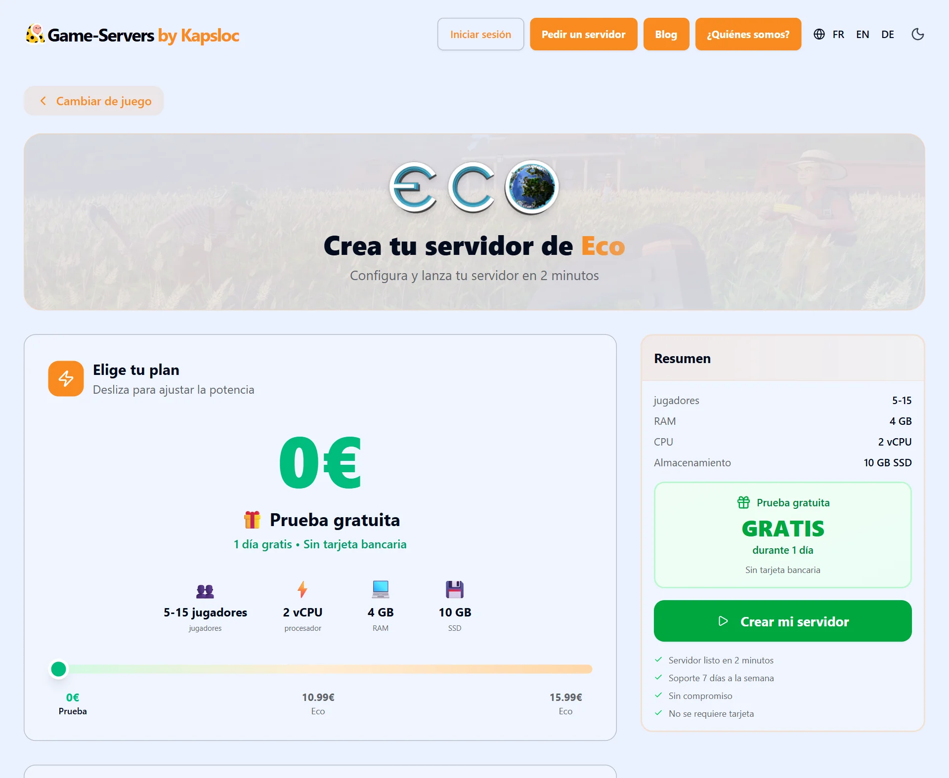 Configurador: crear un servidor Eco Update 14