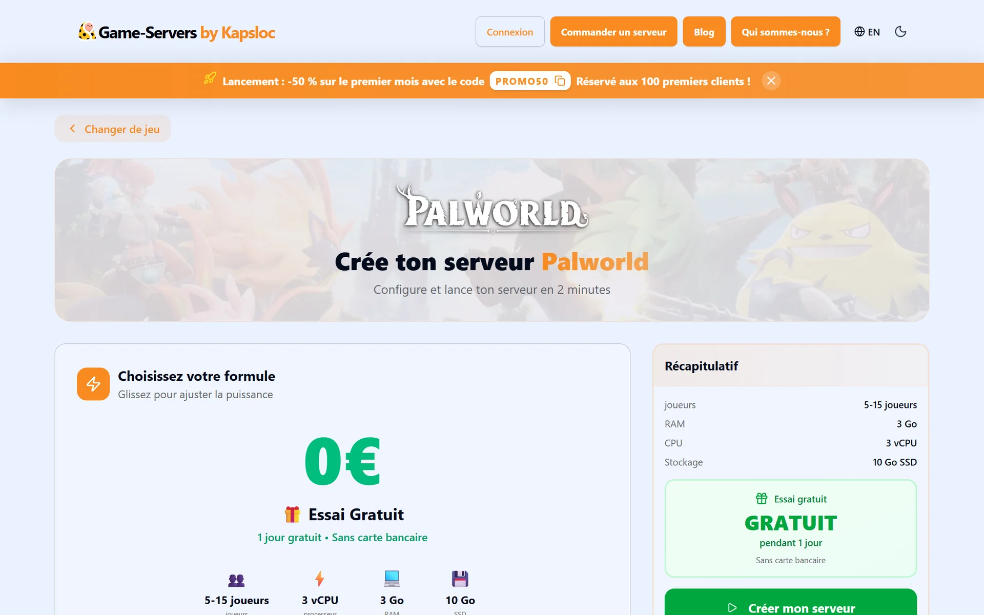 Palworld-Server in 2 Minuten konfigurieren und starten, kostenlos testen ohne Kreditkarte