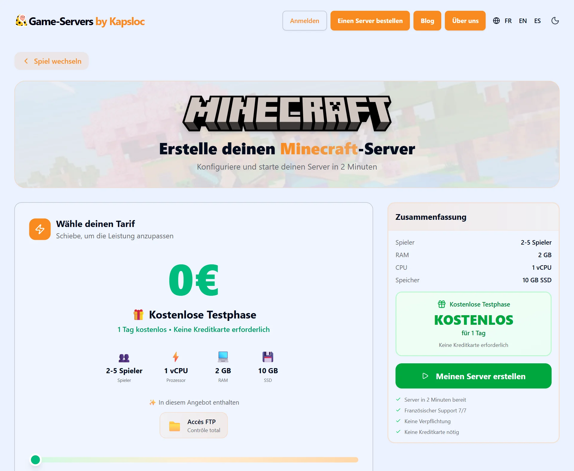 Konfigurator: Loader und Minecraft-Version wählen (Forge, Fabric, NeoForge)