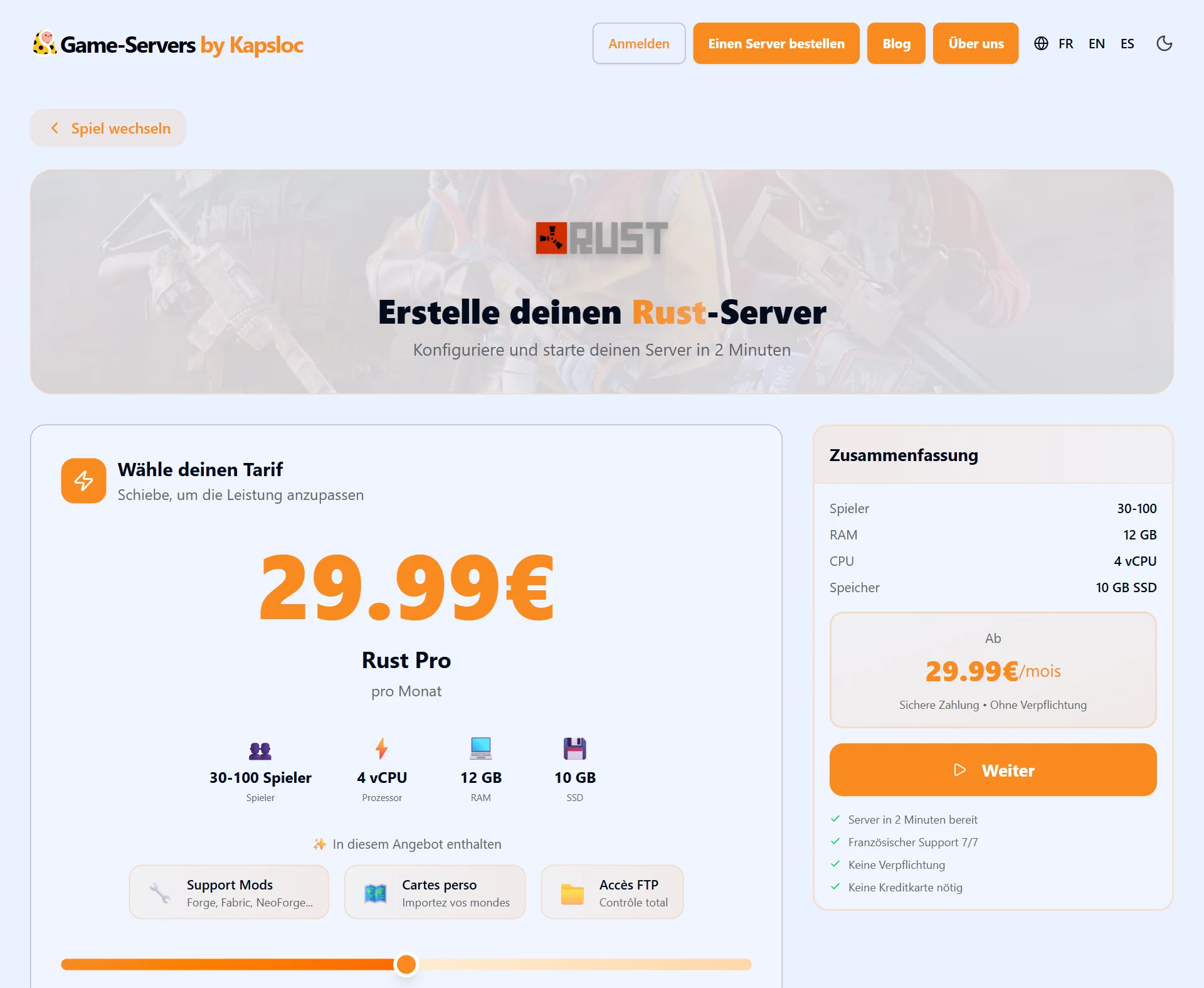 Der Rust-Server-Konfigurator: Paket, Map, Spieler — in 2 Minuten startklar
