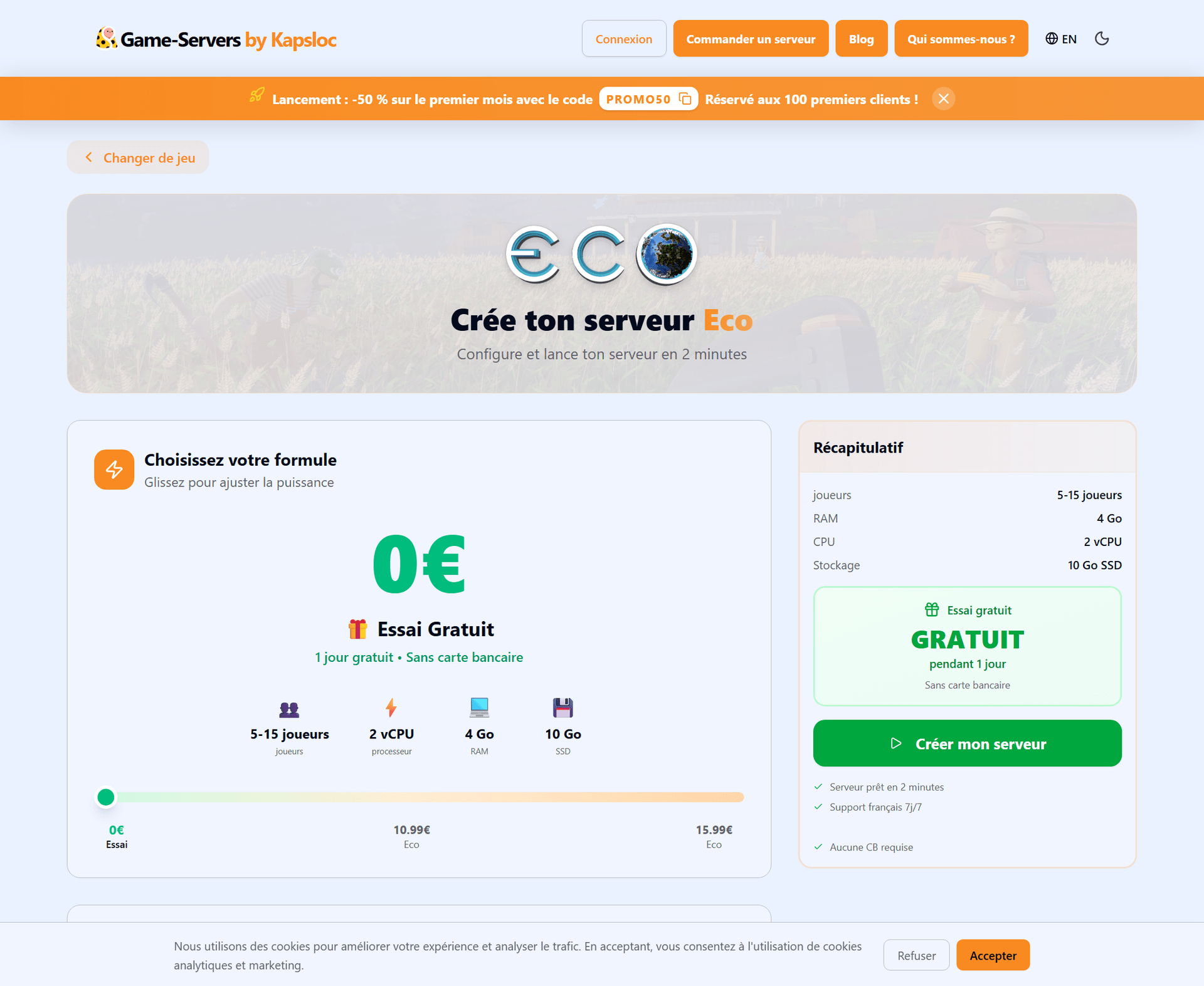 Configurator: create an Eco server in a few clicks